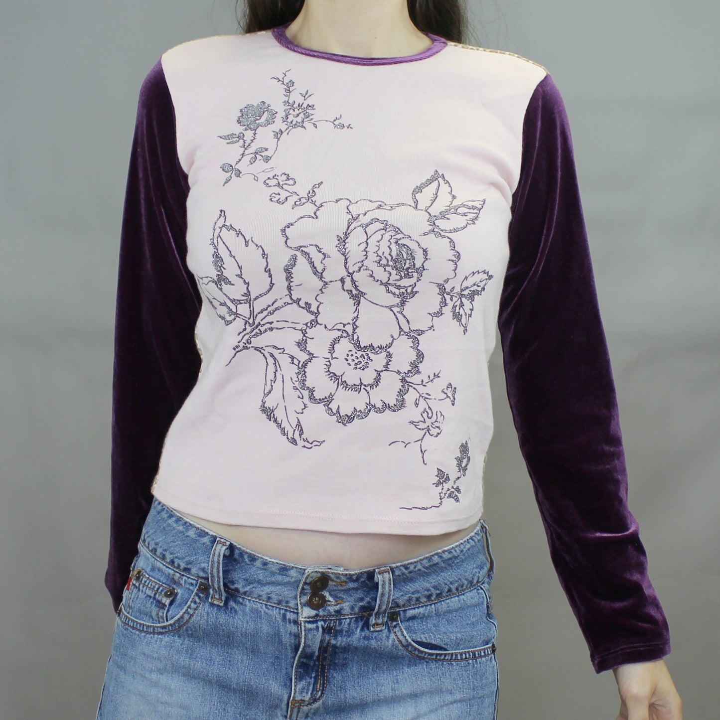 Vintage Y2k Patchwork Long Sleeve Baby Tee by Gap