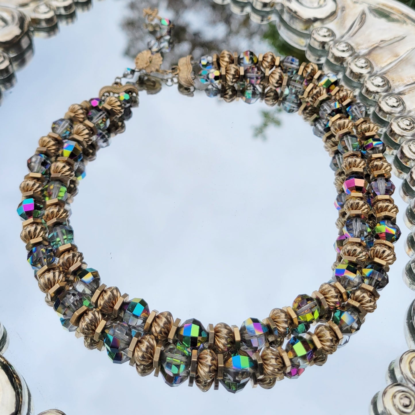 Vintage 50s Aurora Borealis Crystal Necklace Fairy Glam by Vendome