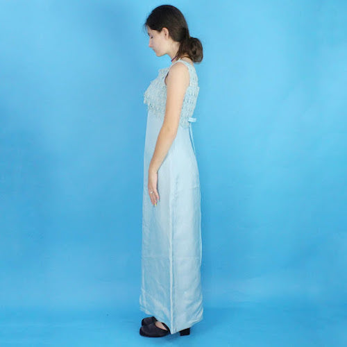 Vintage 60s Pastel Blue Elegant Maxi Dress by Nadine