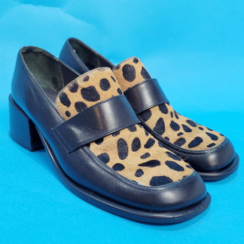 Vintage 90s cheetah Print Fuzzy Loafers from Reaction a Kenneth Cole Production