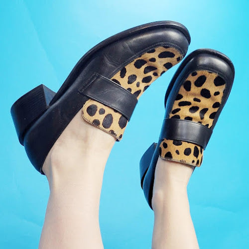 Vintage 90s cheetah Print Fuzzy Loafers from Reaction a Kenneth Cole Production