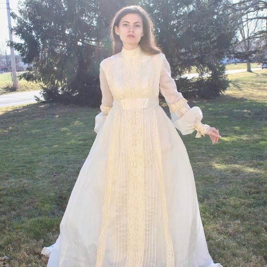 Vintage 70s Victorian Style Wedding Dress