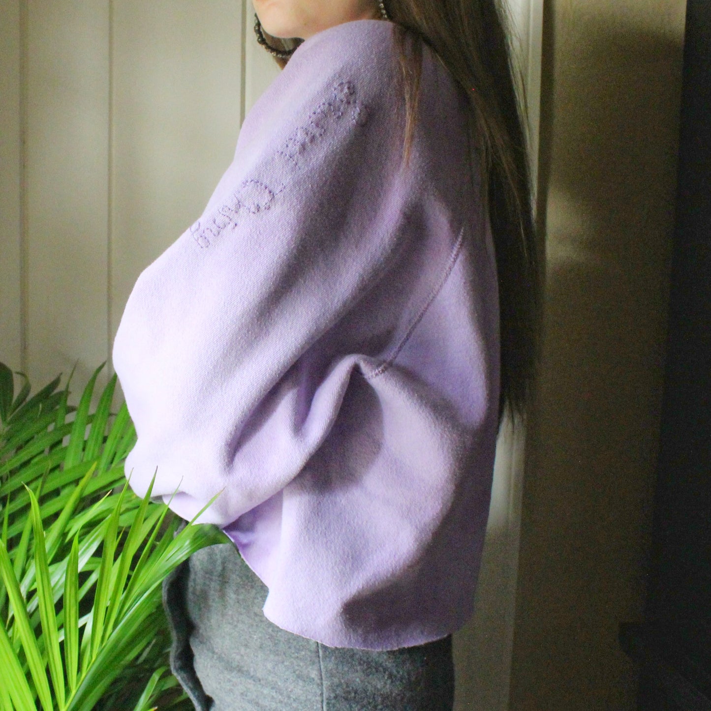 Reworked Vintage 90s Shades of Lavender Cropped Sweatshirt by Tultex