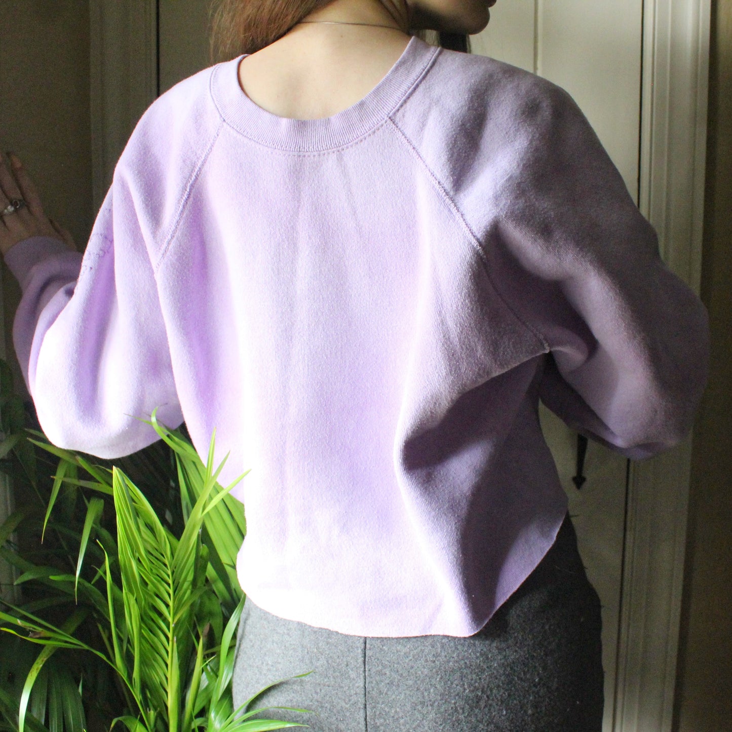 Reworked Vintage 90s Shades of Lavender Cropped Sweatshirt by Tultex