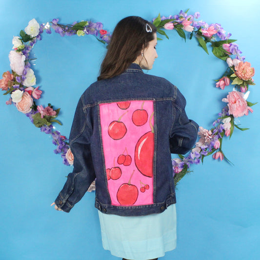 Reworked Vintage 90s Rhinestone Cherry Jacket by Gap Pioneer