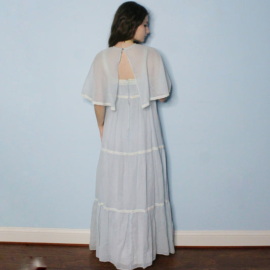 Vintage 80s Pastel 2 Piece Prairie Dress Set