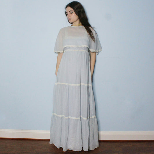 Vintage 80s Pastel 2 Piece Prairie Dress Set