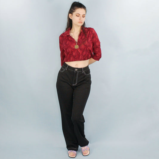 Vintage 90s Stretchy Black Flare Pants by Space Girlz