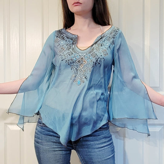 Vintage 90s Sheer Iridescent Fairy top by Fang