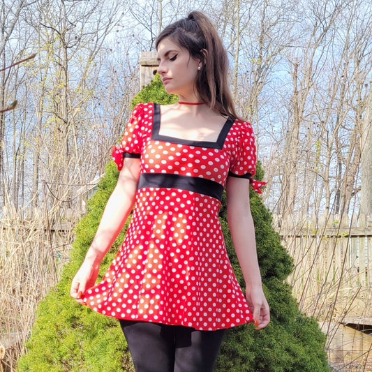 Vintage 90s Polka Dot Babydoll Dress by Valentine