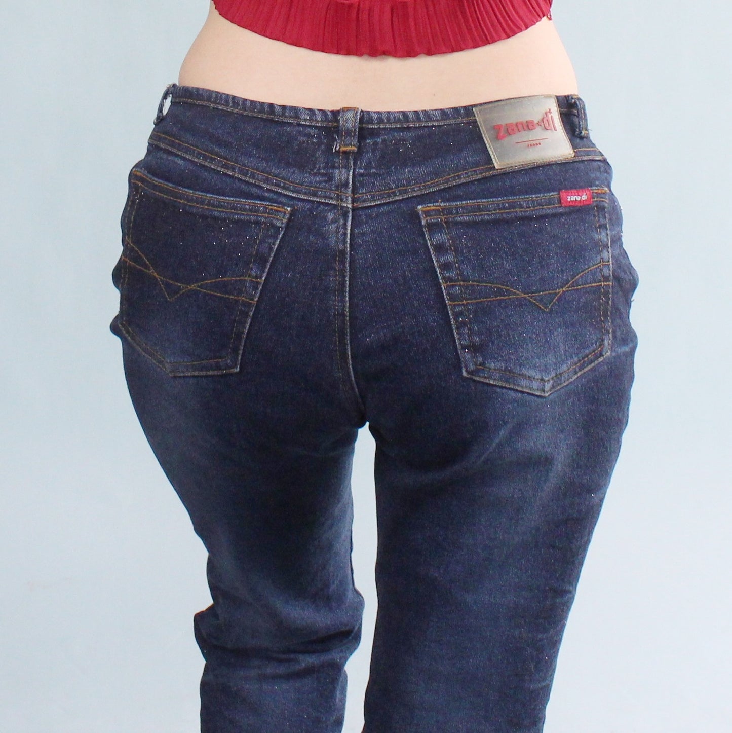 Vintage Y2k Low Rise Glitter Jeans by Zana Di