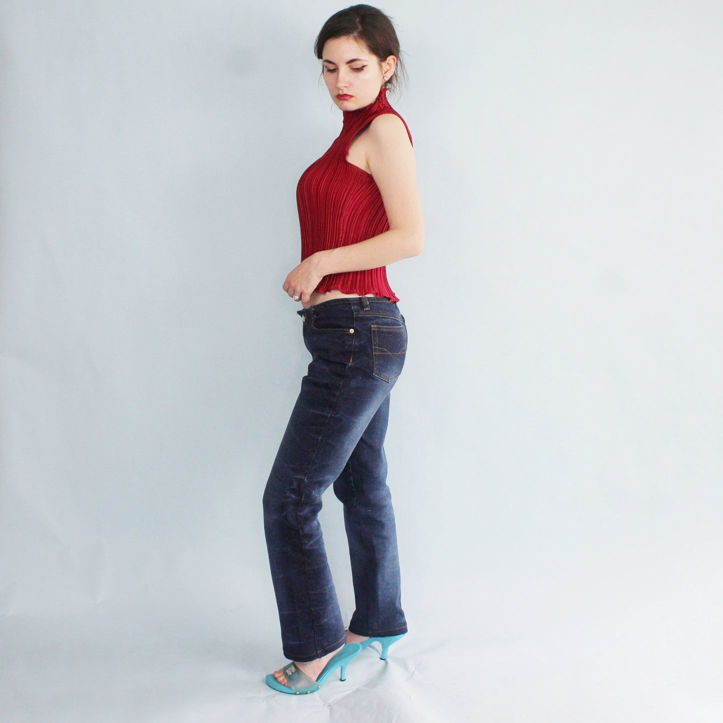 Vintage Y2k Low Rise Glitter Jeans by Zana Di