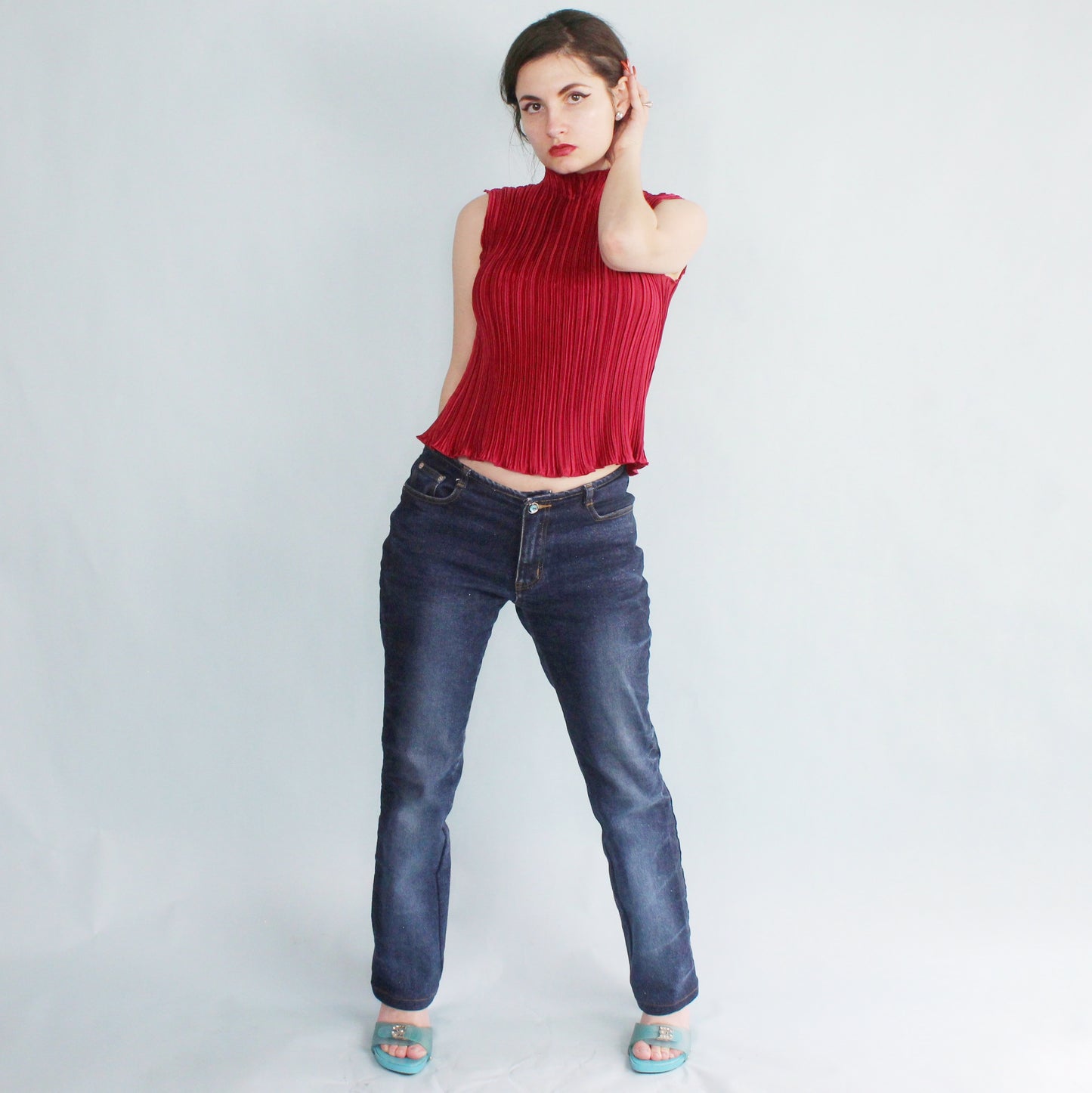 Vintage Y2k Low Rise Glitter Jeans by Zana Di