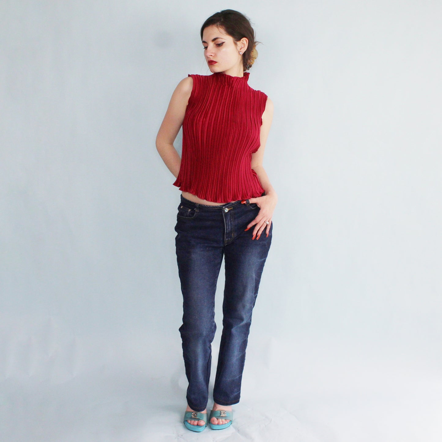 Vintage Y2k Low Rise Glitter Jeans by Zana Di