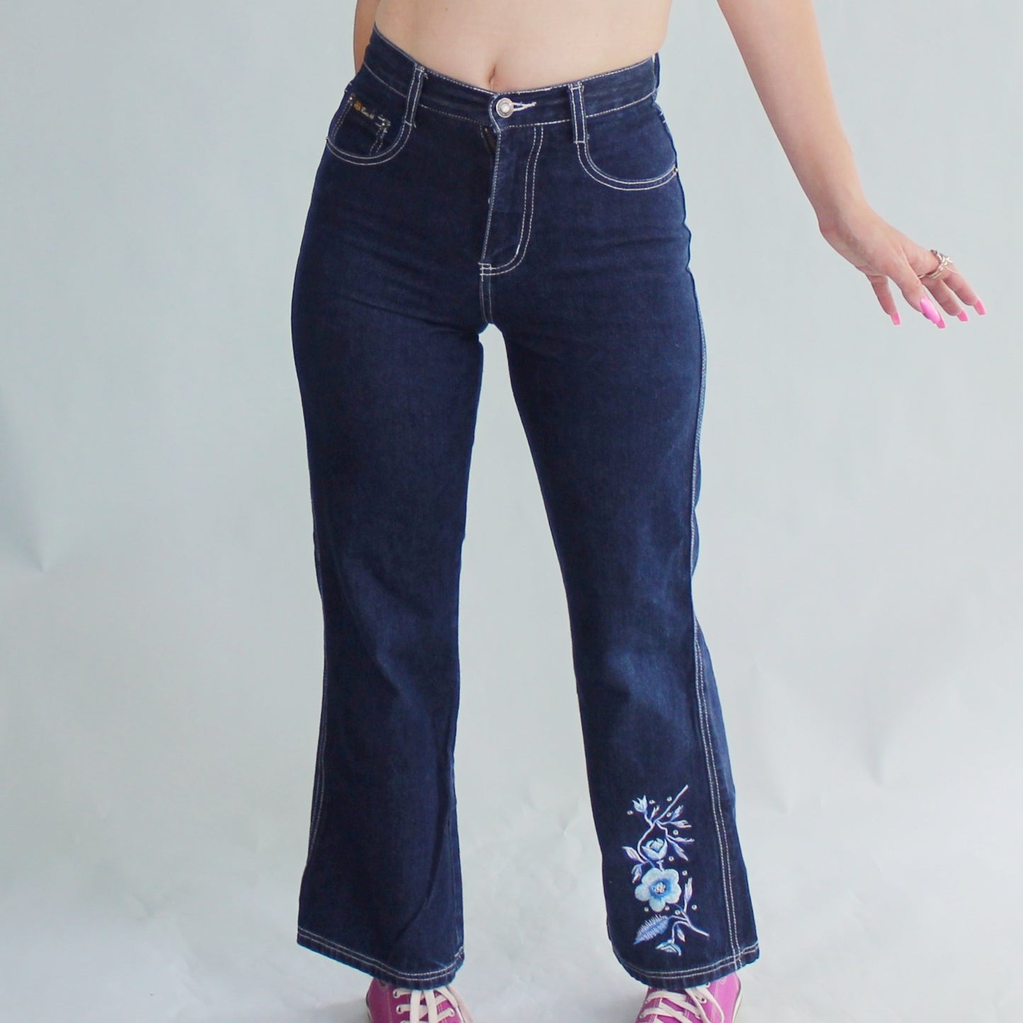 Vintage Y2k Floral Embroidered Jeans