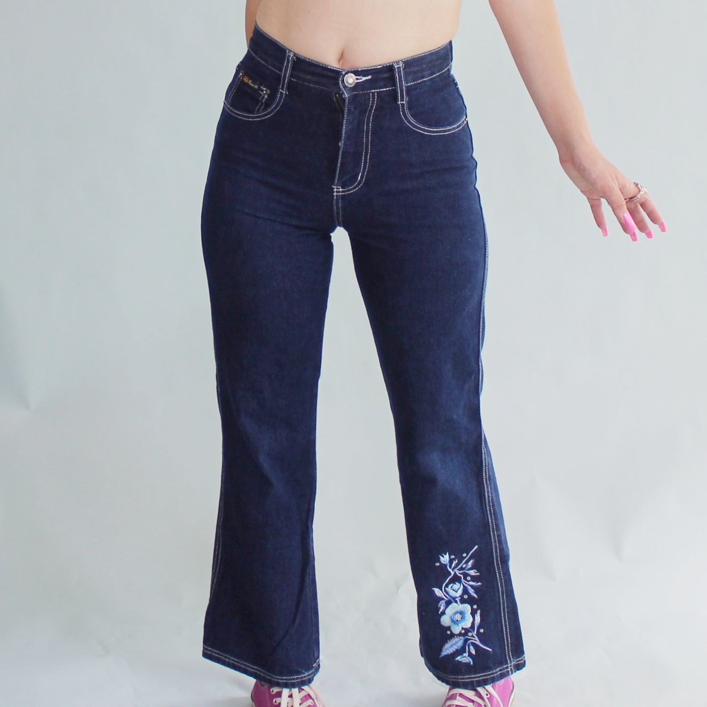 Vintage Y2k Floral Embroidered Jeans