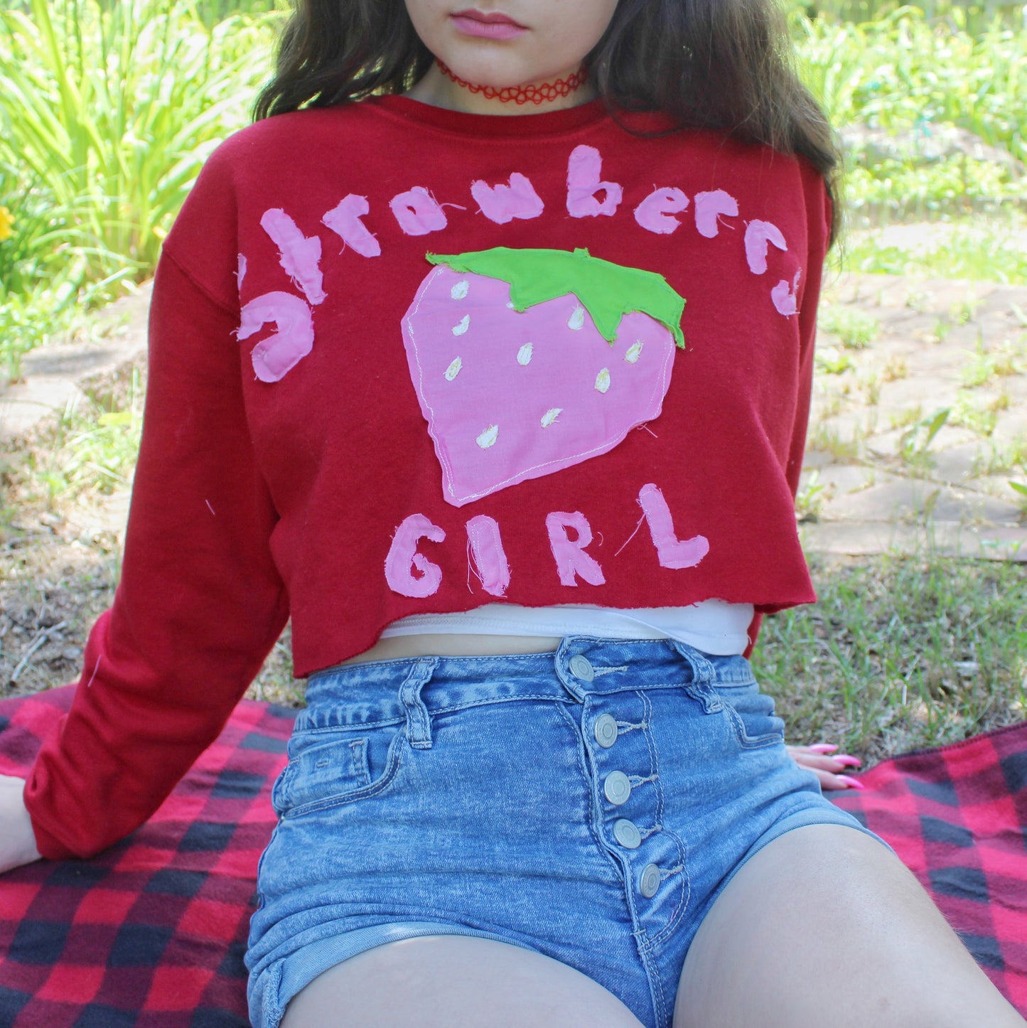 Odd Faery Strawberry Girl Reworked Sweater by Hanes