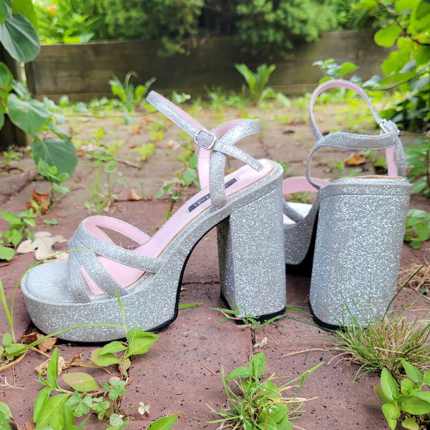 Glitter Chunky-Heel Platform Peep-Toes | David's Bridal