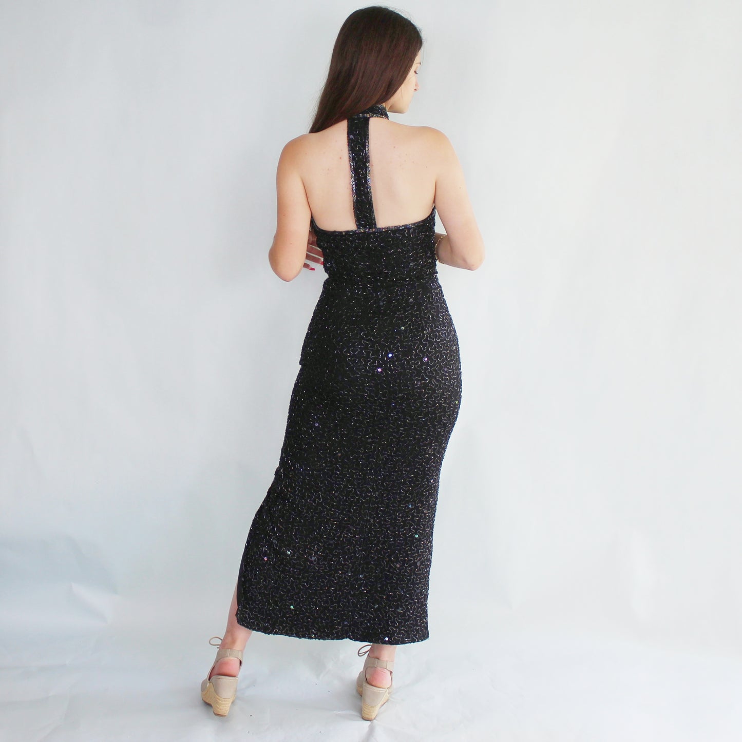 Vintage 90s Beaded Evening Gown by Sean Collection