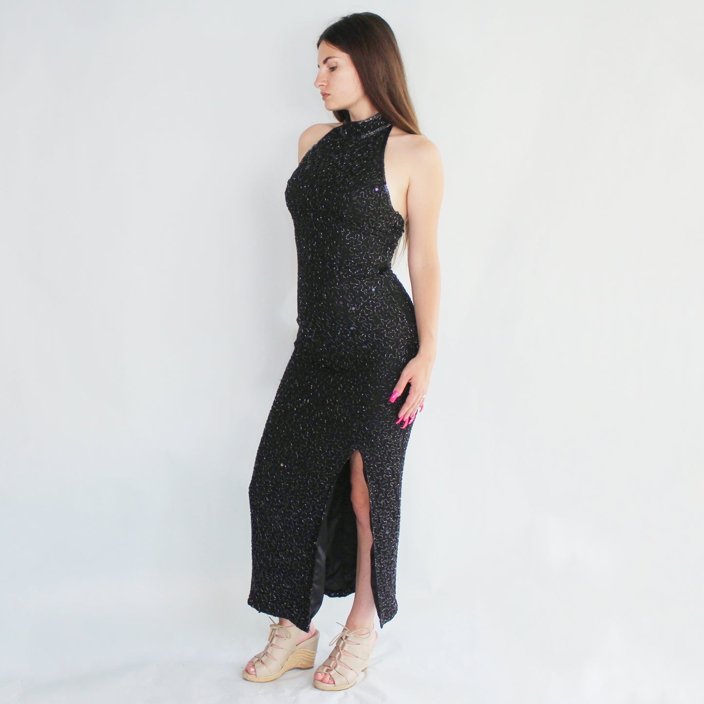 Vintage 90s Beaded Evening Gown by Sean Collection