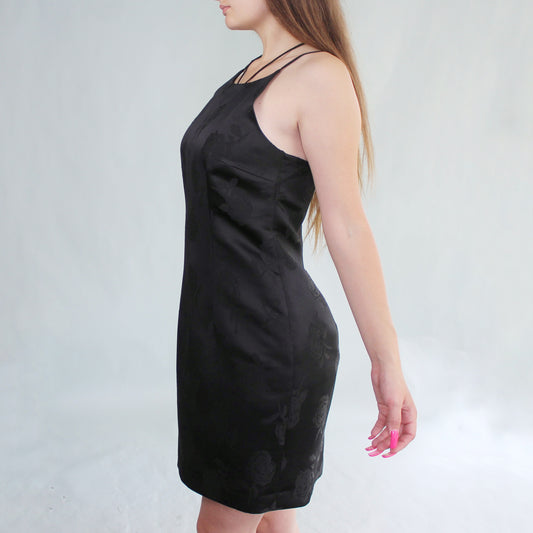 Vintage 90s Black Rose Mini Dress by Isabel Ardee