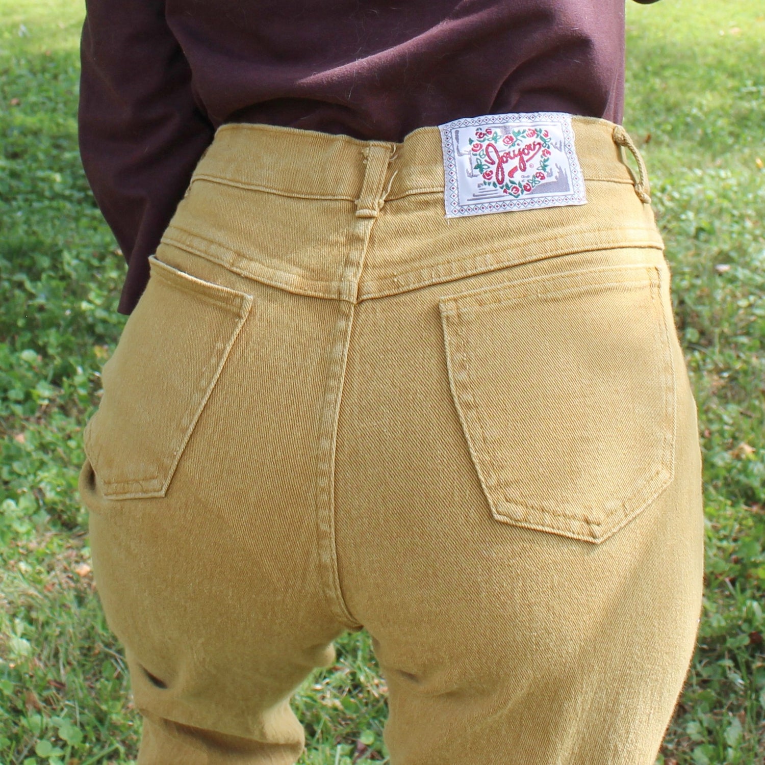 Vintage 90s / y2k khaki flare pants. Very low rise. - Depop