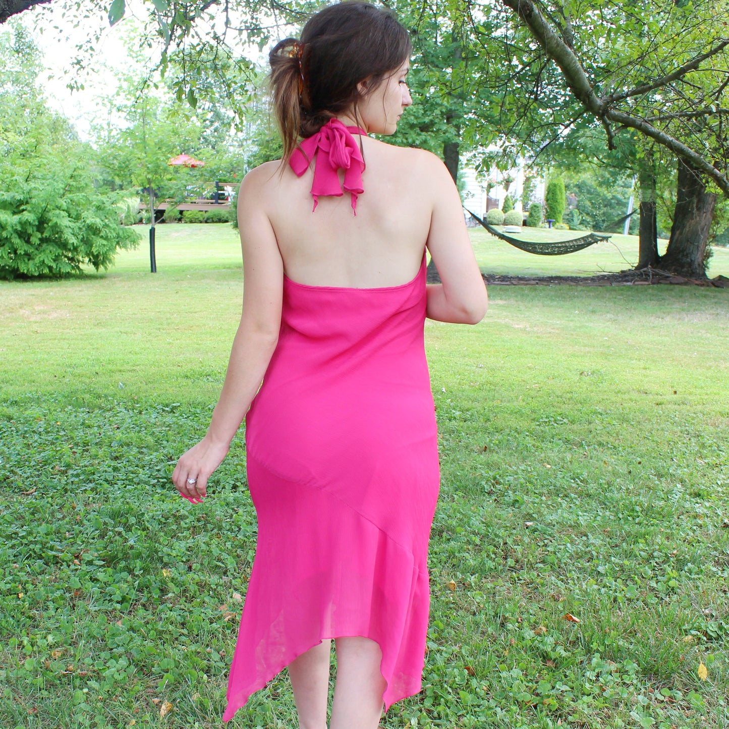 Vintage Y2k Hot Pink Halter Mini Dress by Hot Kiss