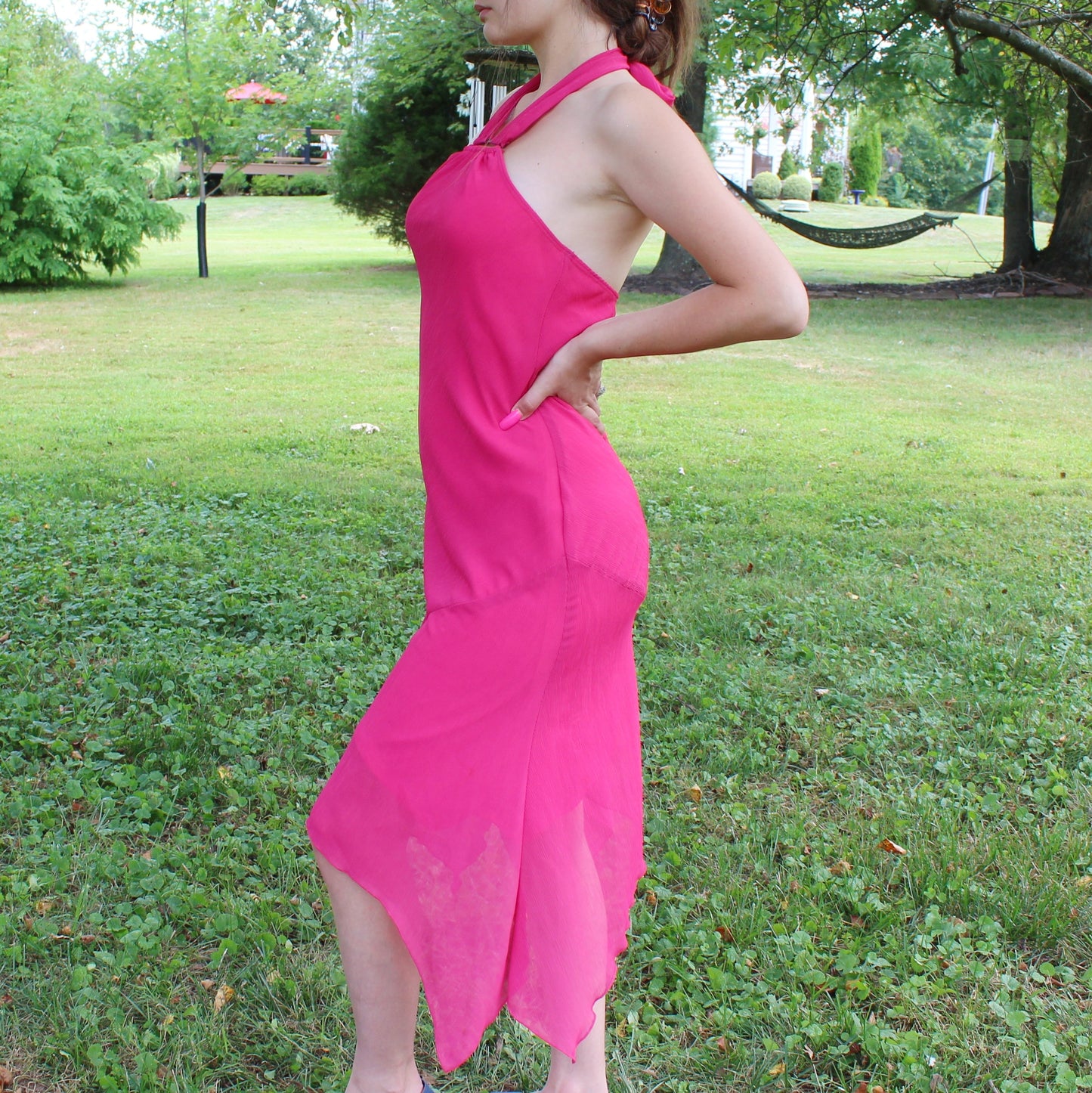 Vintage Y2k Hot Pink Halter Mini Dress by Hot Kiss