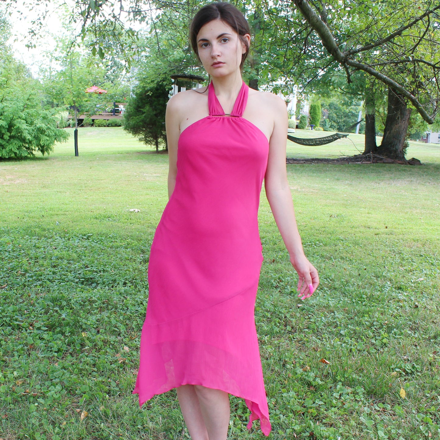 Vintage Y2k Hot Pink Halter Mini Dress by Hot Kiss