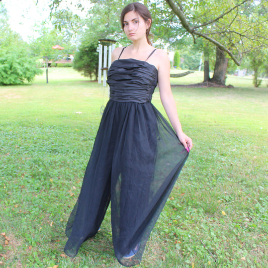 Vintage 80s Flowy Wide Leg Formal Jumpsuit from Morton Myles for the Warrens