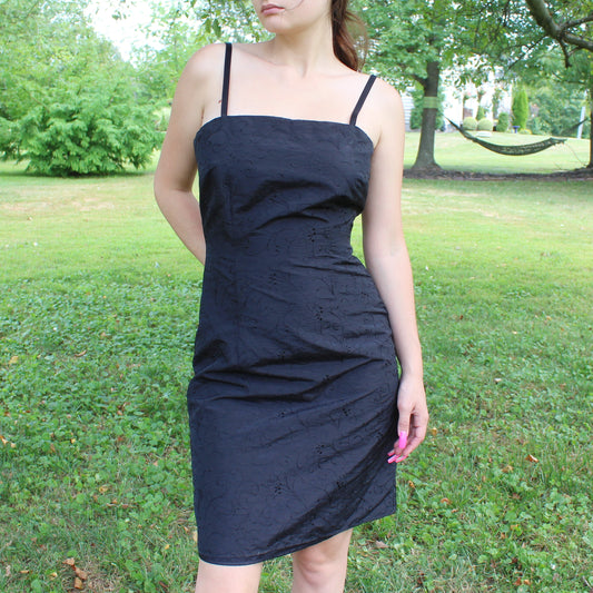 Vintage 90s Embroidered Little Black Dress by Tessuto