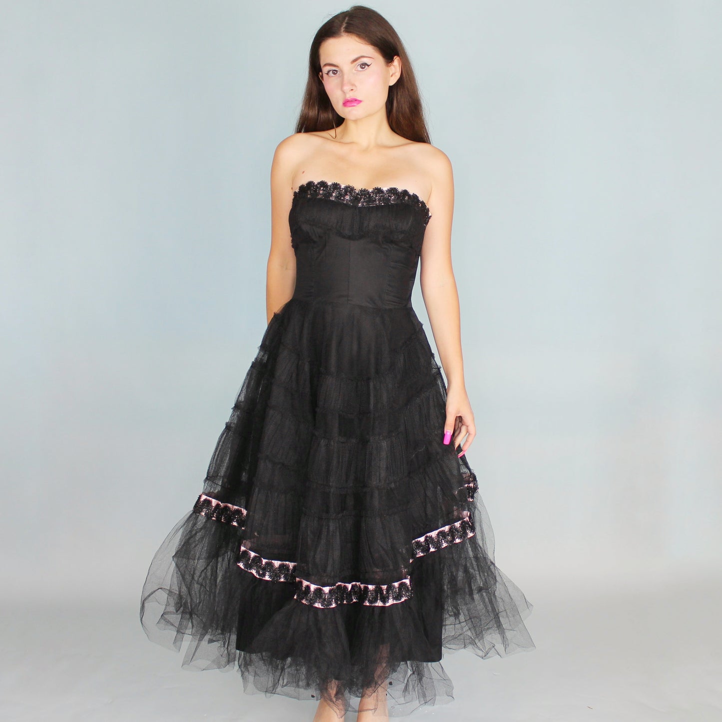 Vintage 50s Goth Prom Cupcake Dress