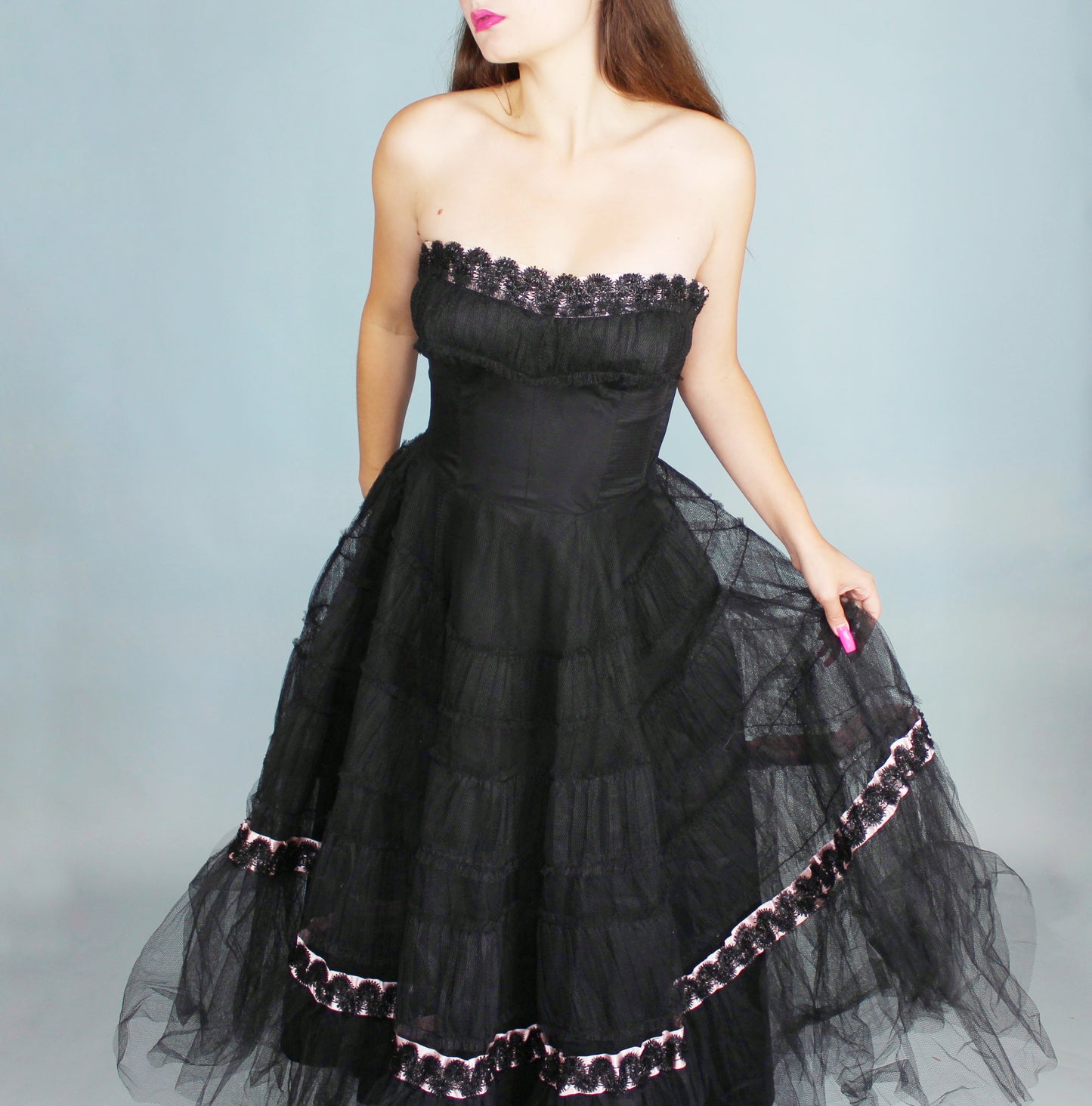 Vintage 50s Goth Prom Cupcake Dress