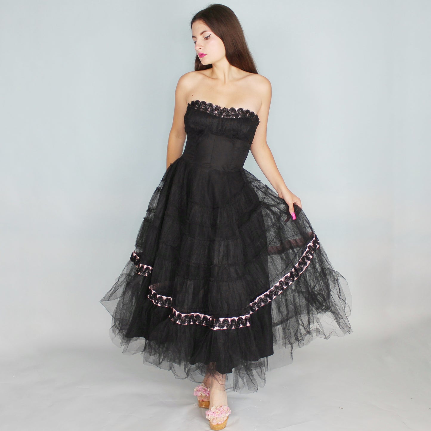 Vintage 50s Goth Prom Cupcake Dress