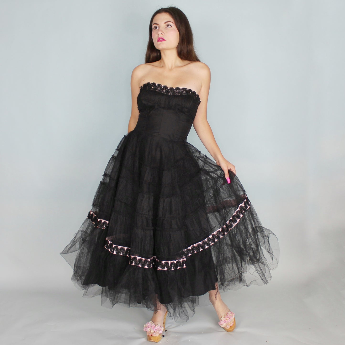 Vintage 50s Goth Prom Cupcake Dress