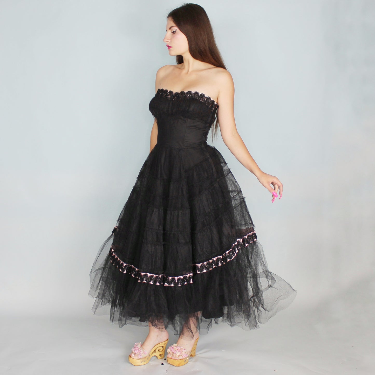 Vintage 50s Goth Prom Cupcake Dress