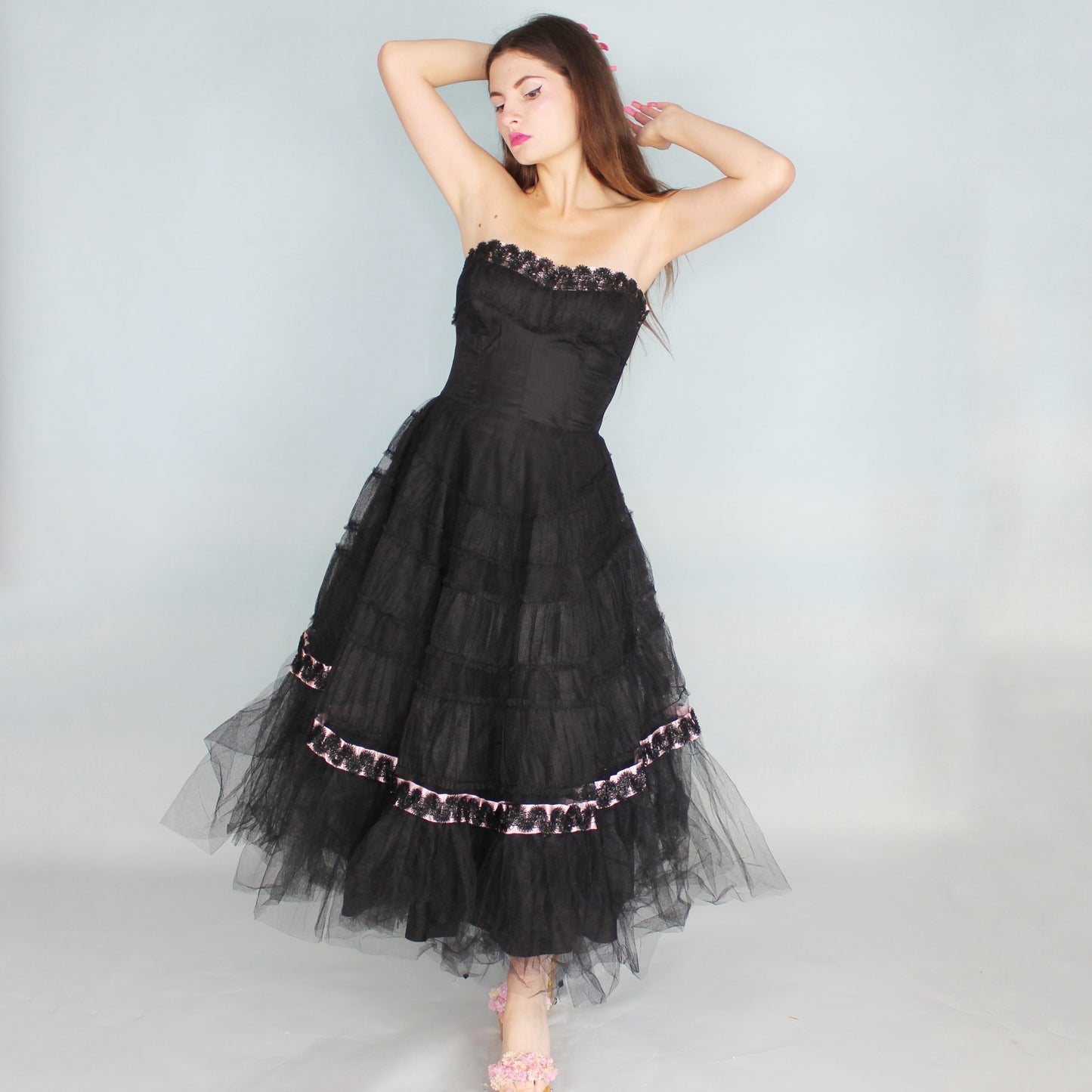 Vintage 50s Goth Prom Cupcake Dress