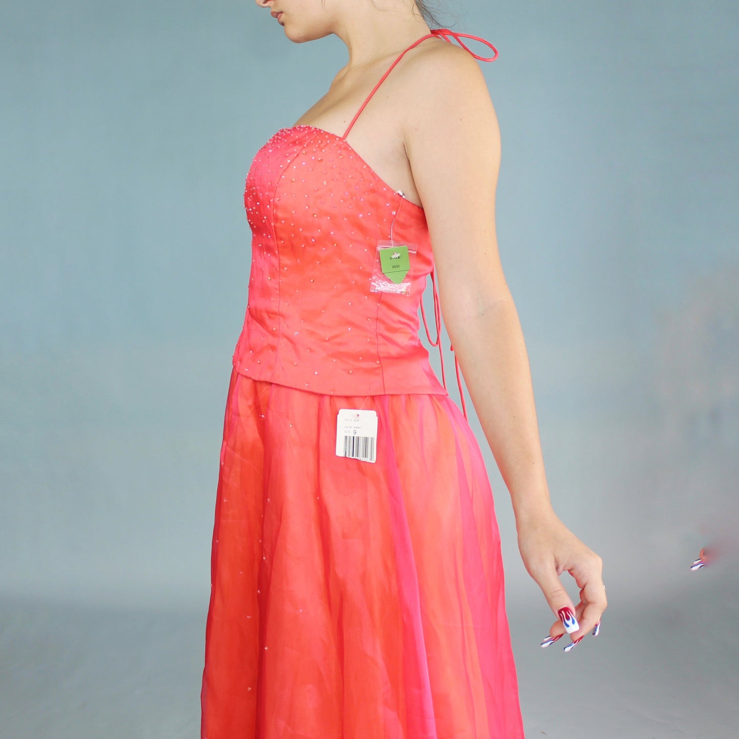 zum zum by niki livas pink dress Vintage Prom Dress Strapless Sequin Floral Barbie Princess by Niki Livas