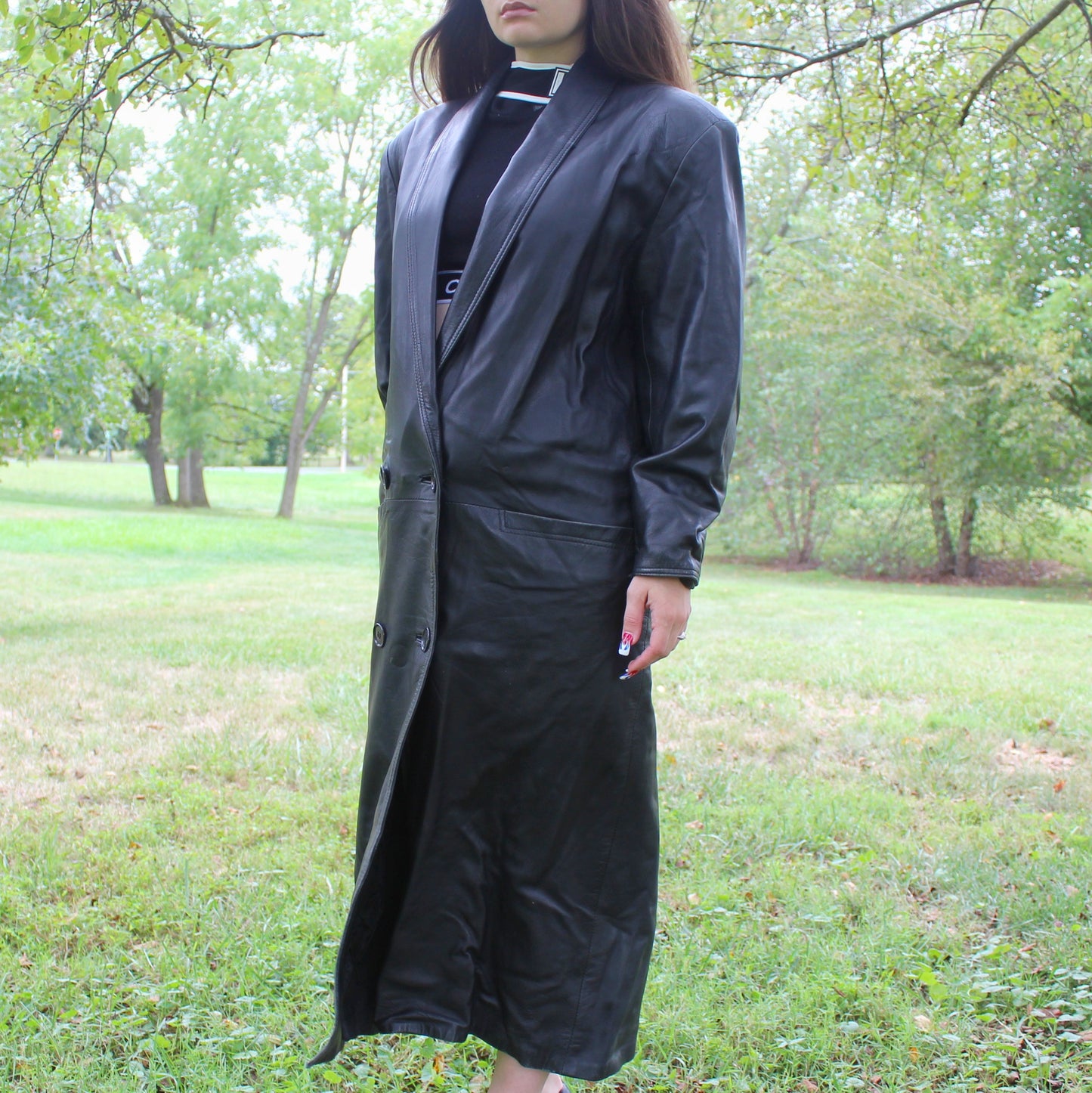 Vintage 90s Leather Trench Coat by Sabrina