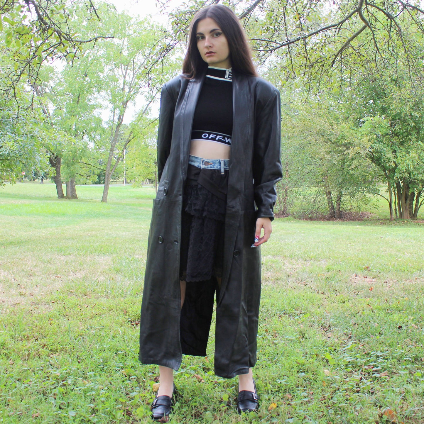 Vintage 90s Leather Trench Coat by Sabrina