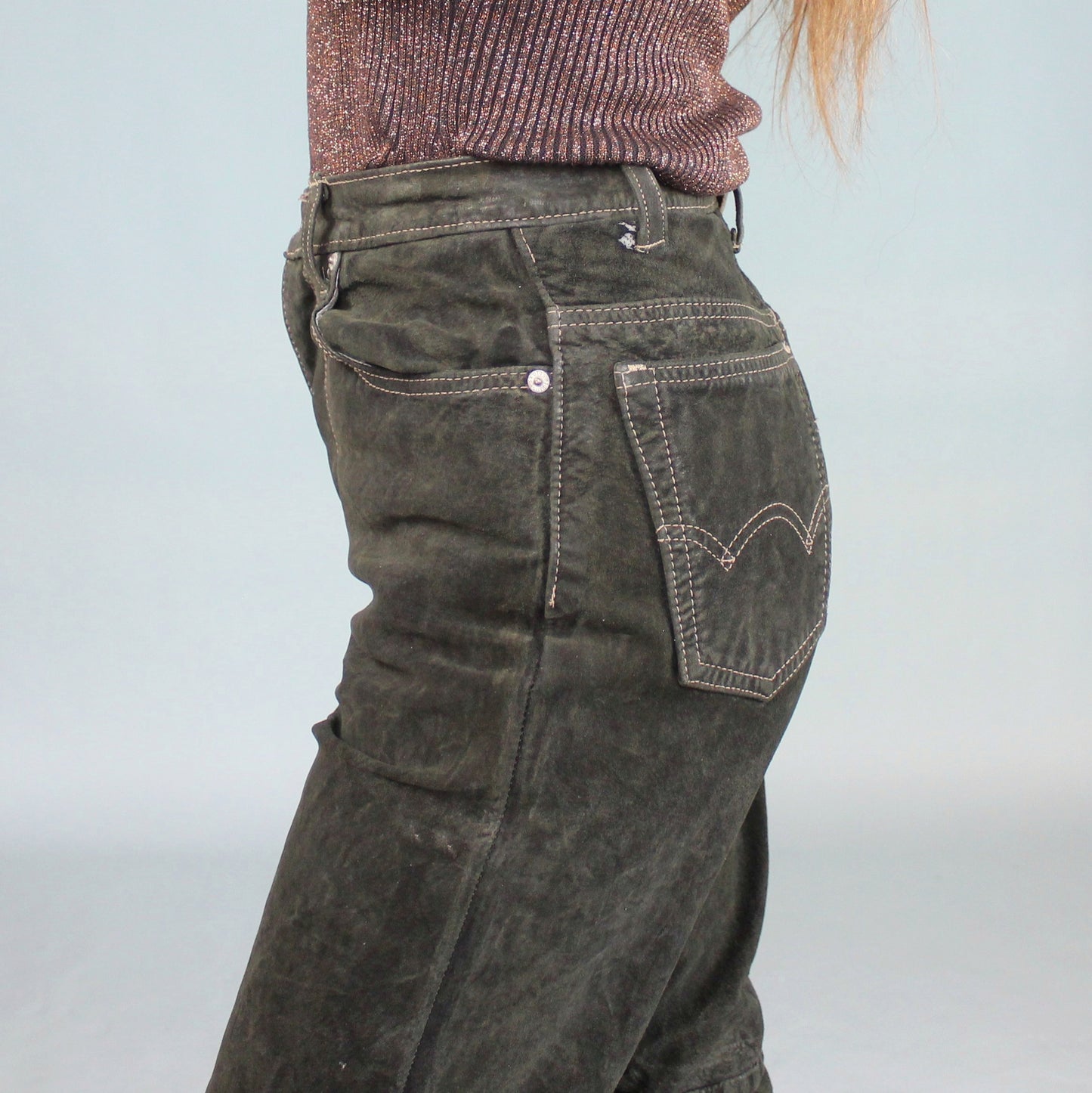 Vintage 80s Suede High Waisted Pants by Skott's Suede