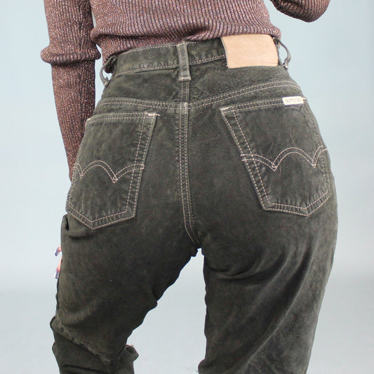 Vintage 80s Suede High Waisted Pants by Skott's Suede