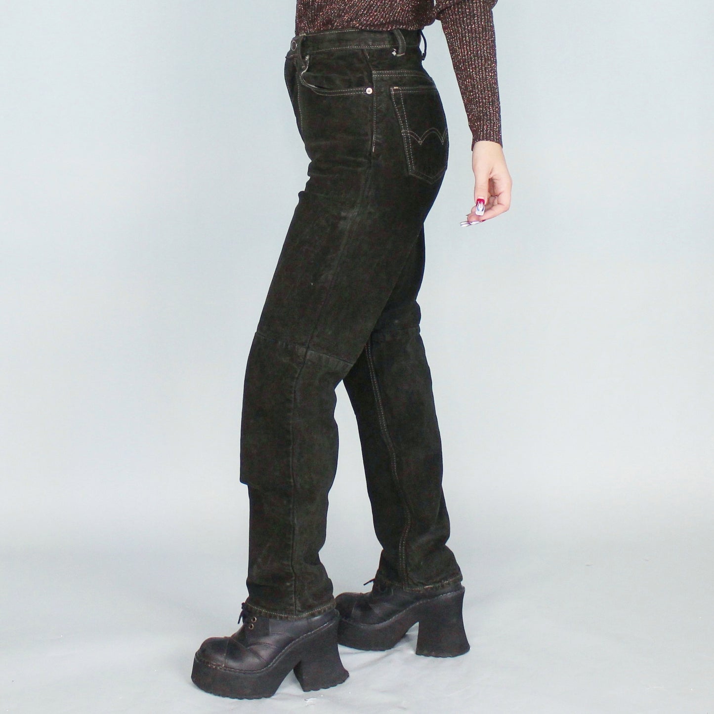 Vintage 80s Suede High Waisted Pants by Skott's Suede