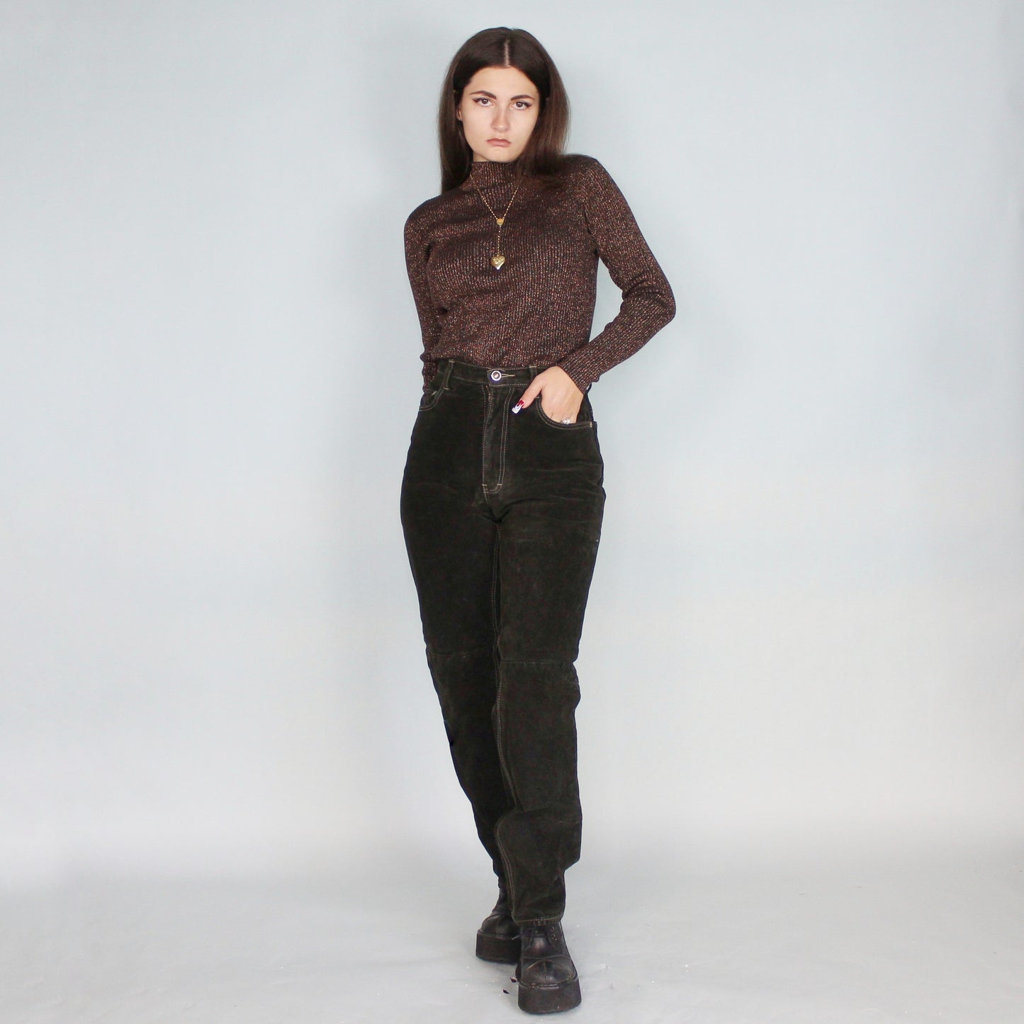 Vintage 80s Suede High Waisted Pants by Skott's Suede