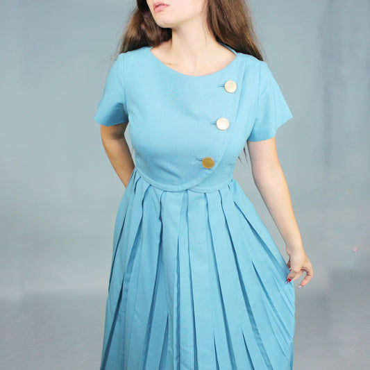 Vintage 50s Pleated Midi Dress A Rembrandt Original