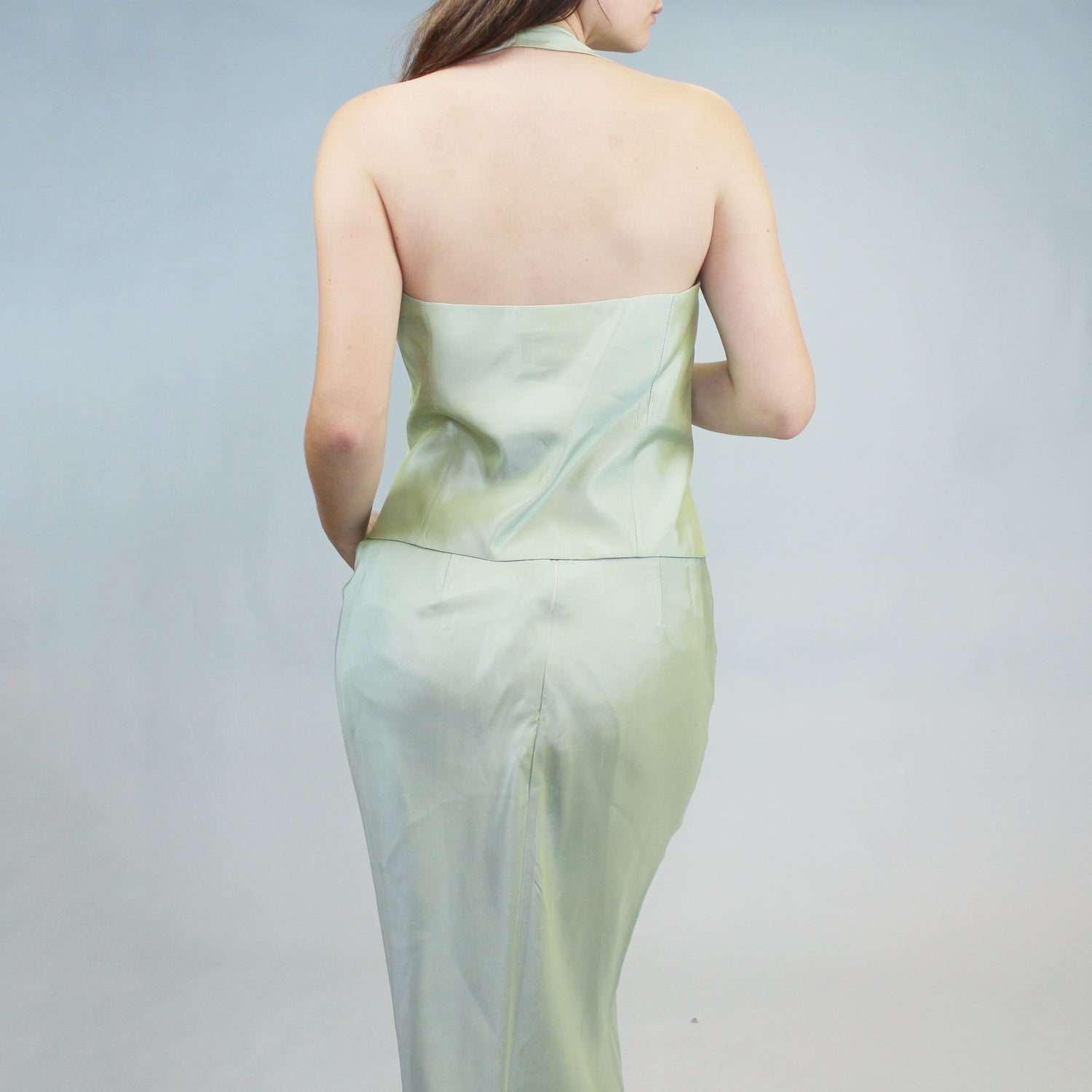 cache vintage prom dress Vintage Cache Prom Dress Sz M Maxi Gown Fairy Y2K Silk Bead Strapless Open Back