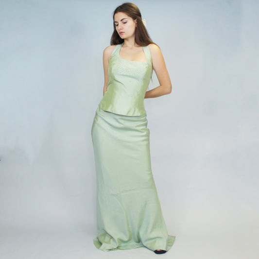 Vintage Y2k Iridescent Prom Dress Set by Cache