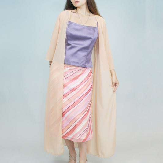 Vintage Y2k Sheer Peach Maxi Length Robe