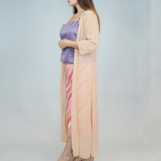 Vintage Y2k Sheer Peach Maxi Length Robe