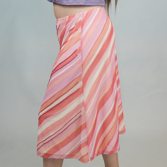 Vintage Y2k Striped Beaded Skirt by New York & Company